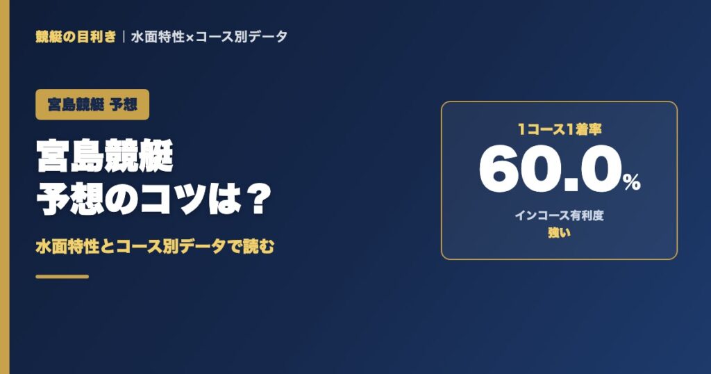 宮島競艇予想のコツ｜1コース1着率60.0%