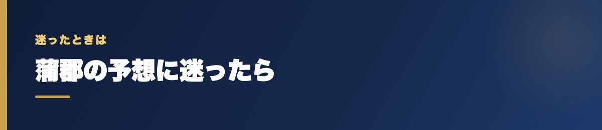 蒲郡の予想に迷ったら